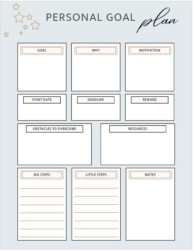 Personal Goal Plan Personal Goals 2024 Goal Planner Template Goal