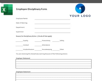 Employee Discipline Form, Disciplinary Action Template for Employer and Employee, HR and Payroll Template, Employee Write Up Form for HR