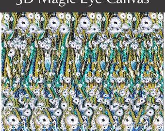 3D Magic Eye Canvas Art, Hidden Image Illusion canvas, bathroom decor, office decor, Majic Eye Canvas Art, Child 3D stereogram art magic