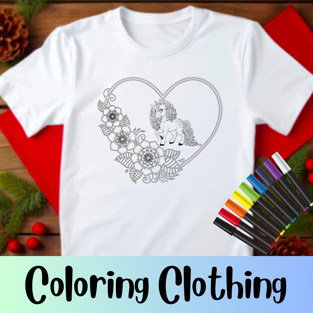 Coloring Pajamas, Pajamas You Can Color, Unicorn Coloring, Shirt You