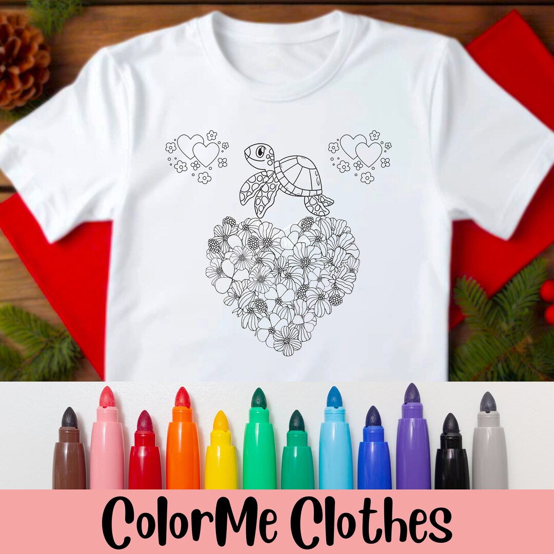 Coloring Pajamas, Pajamas You Can Color, Turtle Coloring, Shirt You Can