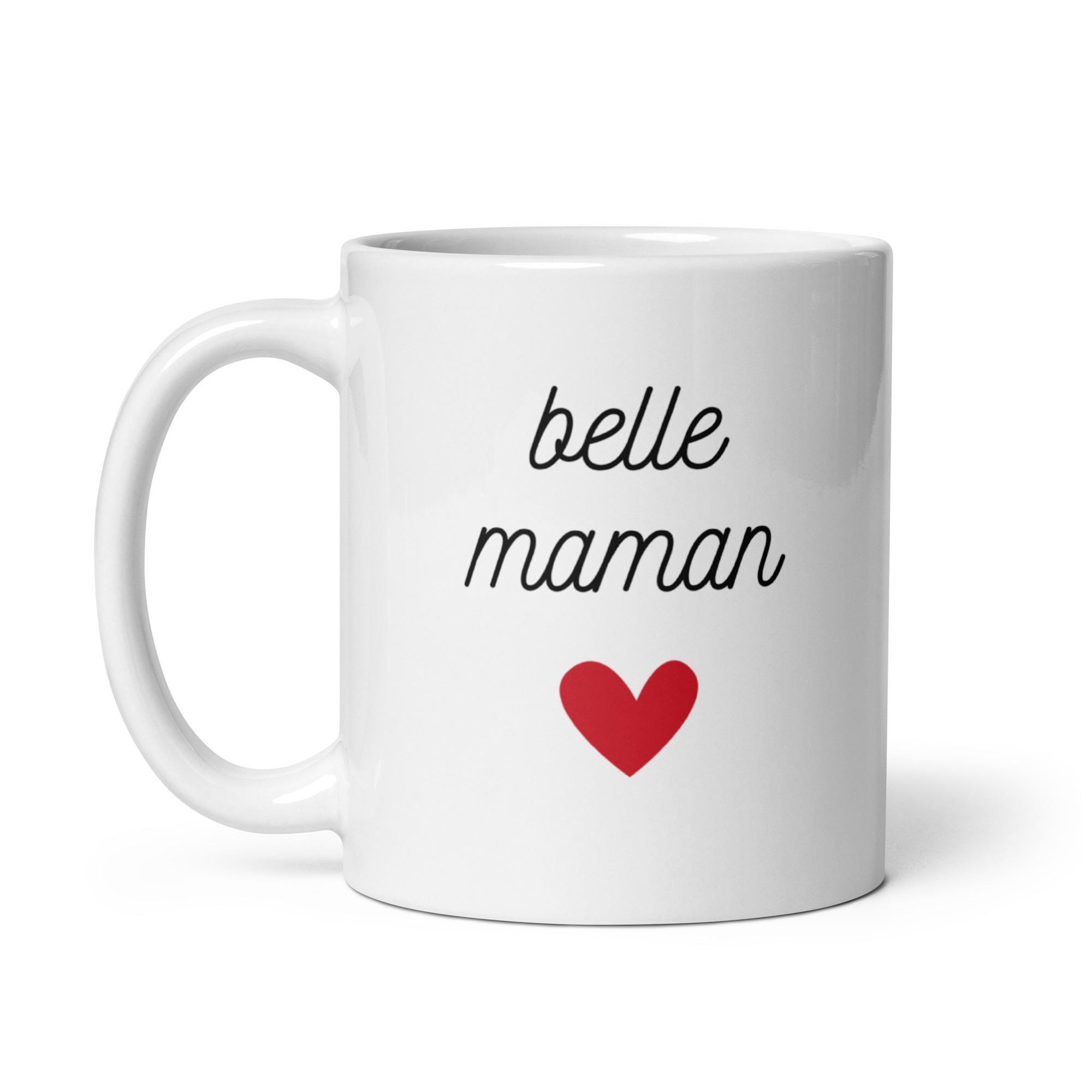 Tazza Personalizzata 'Super Belle-Maman' Per Matrigna - Messaggio D'Amore In Francese, Capacità 330 Ml, Ceramica, Lavabile In Lavastoviglie E Microonde - 4
