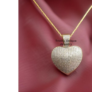 925 sterlingzilveren hart effenen Moissanit-diamanthanger, handgemaakte Moissanite, harthanger voor moeder, sierlijke hartketting,