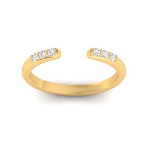 Moissanite Cuff Ring: 925 Sterling Silver Adjustable Gold Ring