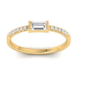 Baguette Moissanite Sterling Silver Ring: Dainty Stacking Band