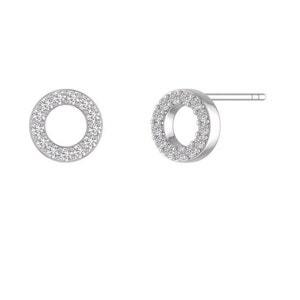 Minimalist Moissanite Sterling Silver Circle Stud Earrings