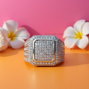 Round Cut Moissanite 14k White Gold Over 925 Sterling Silver Wedding Men&#39;s Band