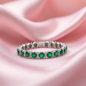 Bracelet tennis émeraude et diamants CZ : bijoux en argent sterling avec pierres précieuses
