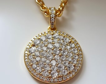 HIP HOP Rapper Anhänger - Großer Gekrönter Totenkopf Aus 14k Vergoldet Mit Labor-Diamanten (CZ)