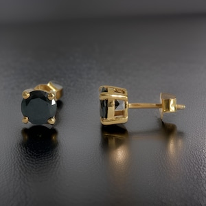 Elegant Black Stud Earrings | Minimalist Black Gemstone Studs | Sterling Silver Black Earrings for Women