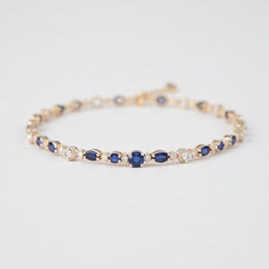 Minimalist Sapphire Bracelet: Sterling Silver, September Birthstone