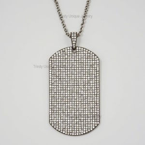 Moissanite Dog Tag Pendant Necklace: Sterling Silver Iced Out Unisex Jewelry