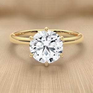 2ct Round Moissanite Engagement Ring: Sterling Silver Solitaire