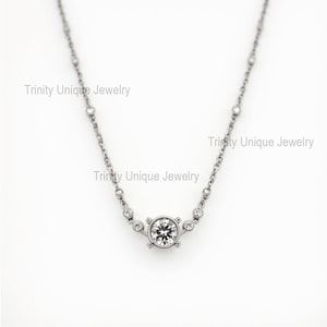 Moissanite Solitaire & Accent Round Necklace 14K White Gold Over 925 Sterling Silver