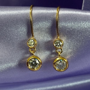 Moissanite Diamond Dangle Earrings: Sterling Silver Lever Back, Minimalist Jewelry