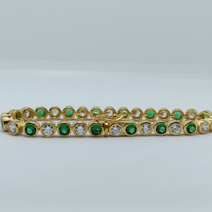 Bracelet tennis émeraude : argent sterling, bijoux de mariée diamants CZ