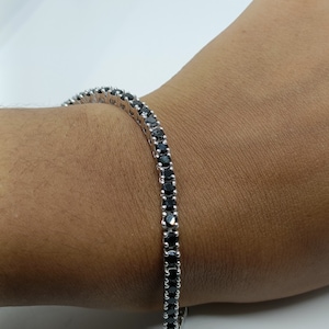 Minimalist Sterling Silver Black Onyx Tennis Bracelet