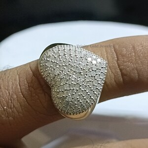 Moissanite Pave Heart Ring: Sterling Silver Dainty Love Ring