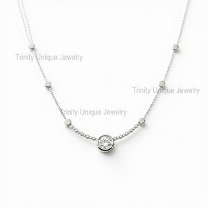 Round Cut Moissanite Solitaire Necklace 14k White Gold Over 925 Sterling Silver Pendant