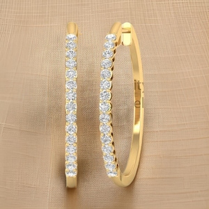 Moissanite Sterling Silver Hoop Earrings: Dainty Gold Hoops