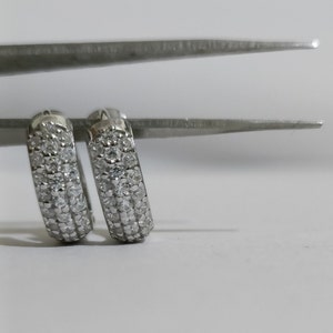 D VVS1 Moissanite Earrings Sterling Silver Small Hoops Vvs1 Moissanite Huggie Hoop Earrings, Moissanite Diamond  Hoops Earrings