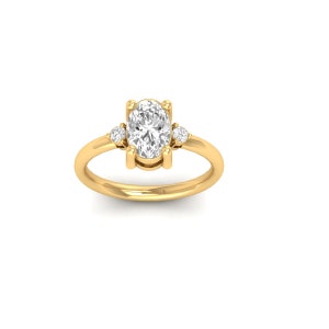 Oval Moissanite Engagement Ring: 18k Gold Over Sterling Silver, Classic Bridal Jewelry