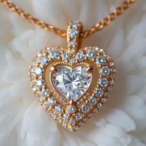 Moissanite Diamond Heart Pendant, Sterling Silver Diamond Heart Pendant for her,  Bridal Heart Pendant, Silver Heart Necklace,