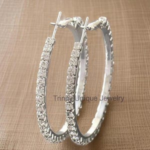 Handgefertigte Creolen aus Sterlingsilber mit Zirkonia: Handgemachter Partyschmuck