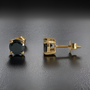 Puces d'oreilles en diamant noir pour un look minimaliste • Boucles d'oreilles en diamant délicats • Parfaites à associer avec n'importe lequel de vos ensembles, cadeau pour elle