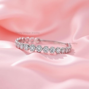 Solitaire-Inspired Moissanite 14k White Gold Over 925 Sterling Silver Ladies Bracelet