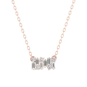 Stokbroodketting, diamanten ketting, cadeau voor haar, stokbroodhanger, minimalistische ketting, sierlijke ketting, stokbrood sieraden jubileumcadeau