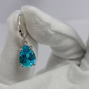 Blue Topaz Earrings, Dangle Blue Topaz Earrings, Lever Back Earrings, Delicate December Birthstone Gift, 925 Sterling Silver, Gift For her