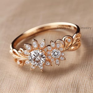 Pierścionek z diamentową aureolą VVS Moissanite Cluster, okrągły pierścionek z diamentową aureolą Moissanite, prezent ślubny na ukończenie szkoły z diamentową aureolą Moissanite