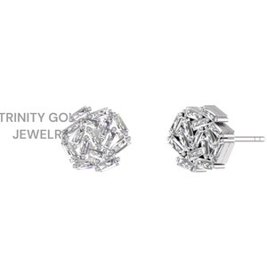 925 Sterling Silver Baguette Moissanite Cluster Stud Earrings for Women Teen Girls, Gift For Her, dainty stud Earrings