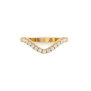 14kt Gold Moissanite Curve Ring: Diamond Cluster Stacking Ring