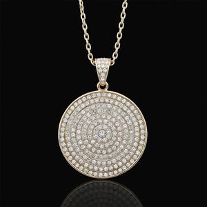 Moissanite Diamond Hip Hop Pendant • Round Moissanite Medallion Necklace •  Diamond Jewelry for Men & Women • Statement Urban Pendant