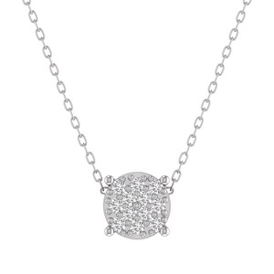 Tiny Round Diamond Necklace, Dainty Necklace, Silver Necklace, Layering Necklace, Diamond Pendant, Moissanite Necklace Minimalist Charm