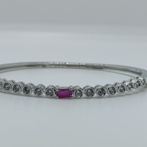 Rubin Moissanit Armreif: 925 Sterling Silber