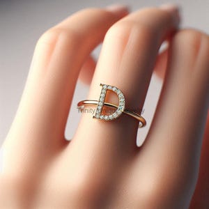 Minimalist Sterling Silver Diamond Initial Ring: Custom Letter Ring