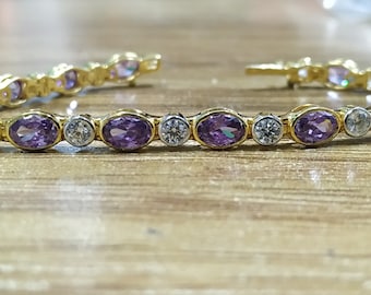 Amethyst Tennis Bracelet: Sterling Silver, Purple Gemstone & CZ Diamond