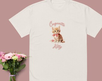 Vintage Coquette Cat Shirt | Coquette Clothing, Soft Girl Aesthetic, Coquette Baby Tee, Dollette Coquette, Y2K, Kitten, Oversized