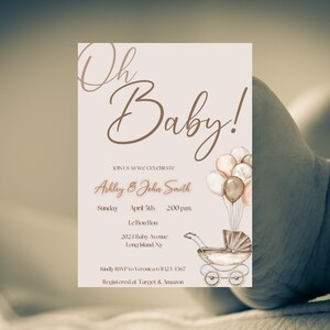 OH- Babyparty! Digitale Einladung, Minimalistische geschlechtsneutrale Babypartyeinladungsvorlage, Baby-Brunch, moderne Babypartyeinladung