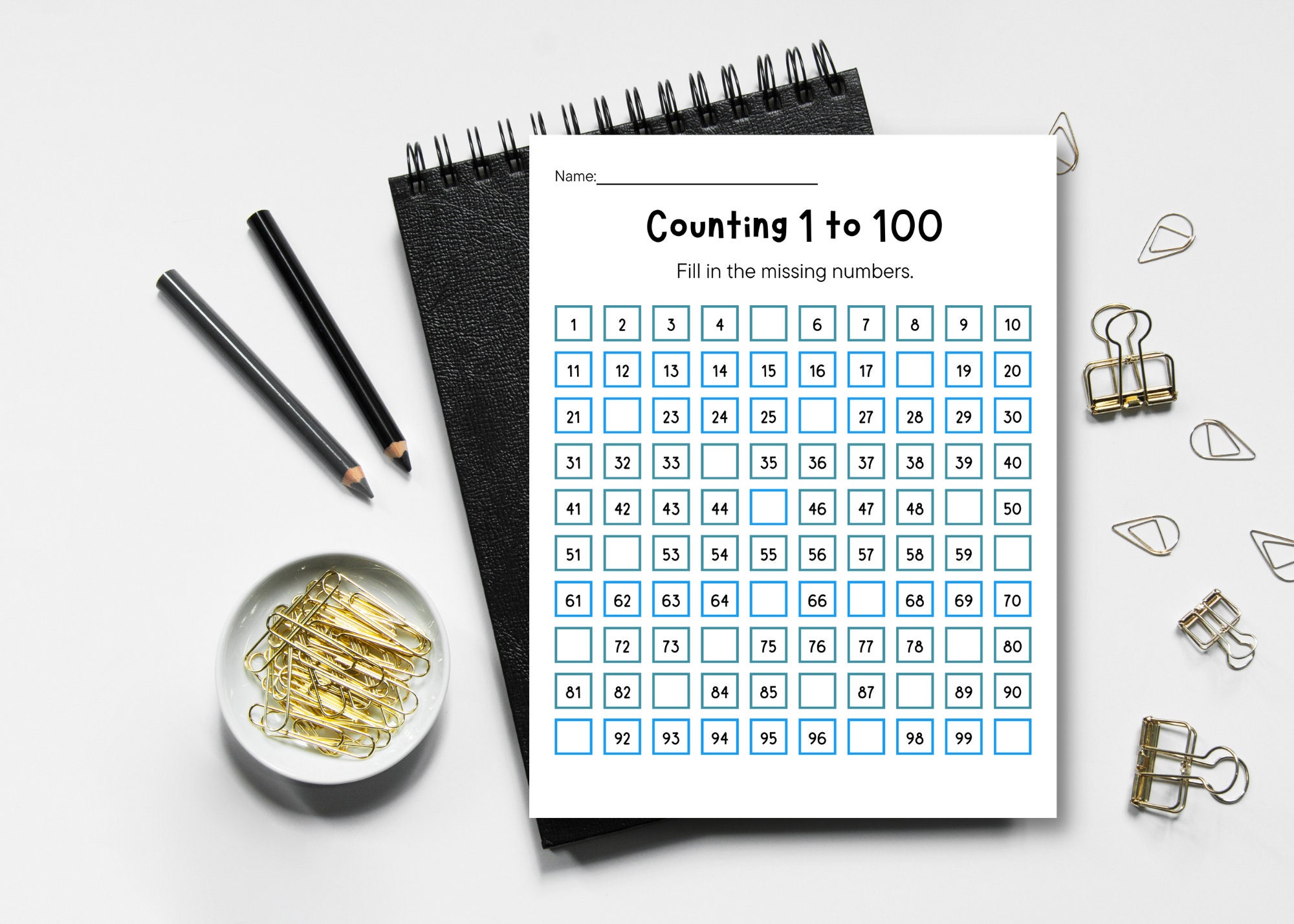 Counting to 100 Math Worksheet - Colorful Box Style | Printable ...