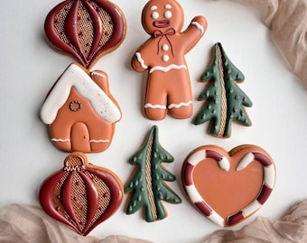 Christmas Decorated Cookies Set, Holiday Sugar Cookies, Festive Cookie Gifts