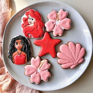 Personalized Cookies, Custom Cookies, Birthday Decorated Cookies, Birthday Gift, Moana, Ariel