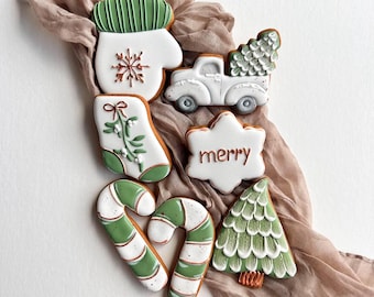 Christmas Decorated Cookies Set, Holiday Sugar Cookies, Festive Cookie Gifts