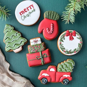 Set de galletas decoradas para Navidad, recuerdos para fiestas navideñas