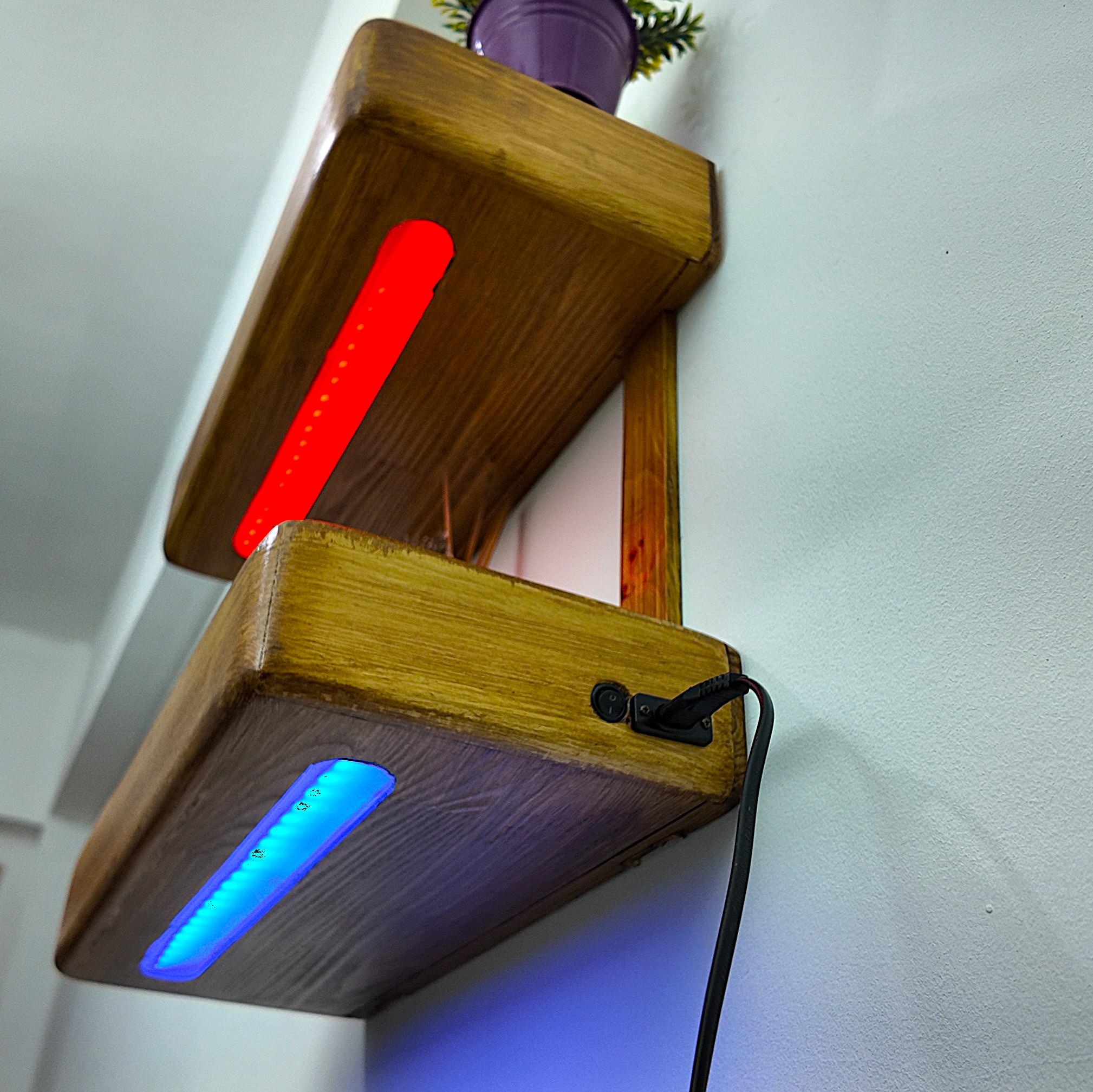 Rustic Floating Shelf With Wireless Charging & RGB LED Lighting - Etsy