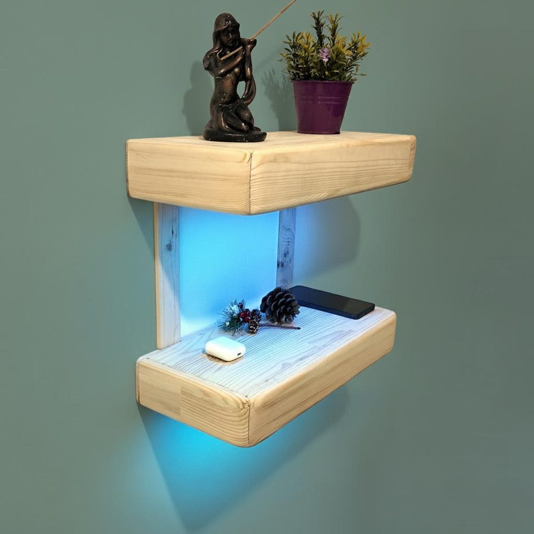 LED Floating Shelf | Wireless Charging Station - Etsy