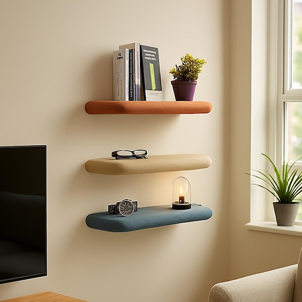 Colored Stone Look Floating Shelf – Rustic Modern Minimal Decorative Wall Shelf